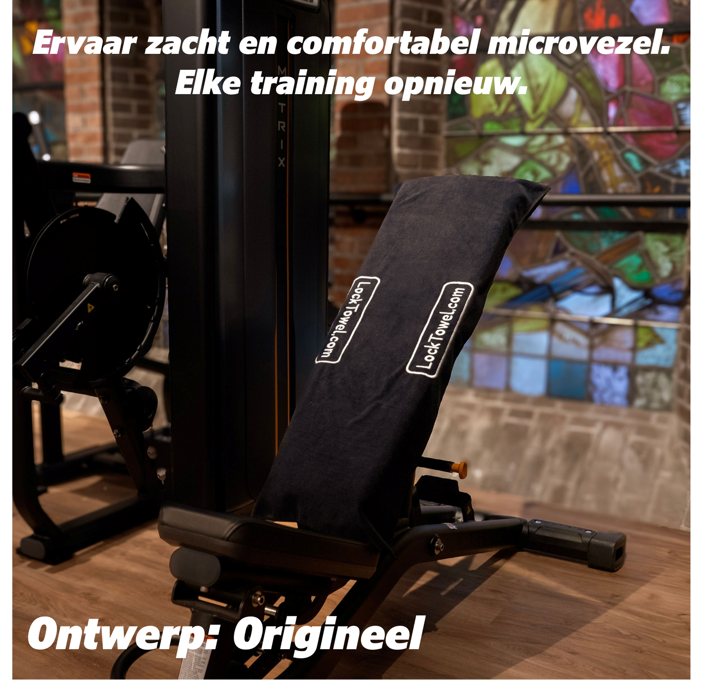 Origineel LockTowel ontwerp met zachte microvezelstof op sportbank